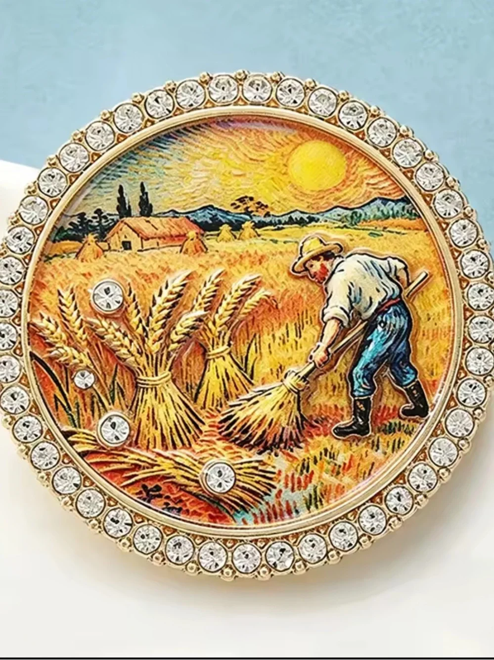Van Gogh Wheat Harvest Brooch – Artistic Statement Accessory